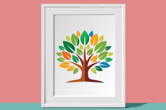 Beautiful Flat Color Tree Logo Vector: A Modern Design Asset
