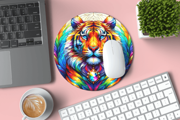 Color Tiger Round Mouse Pad PNG: Bold Designs for Digital Creators