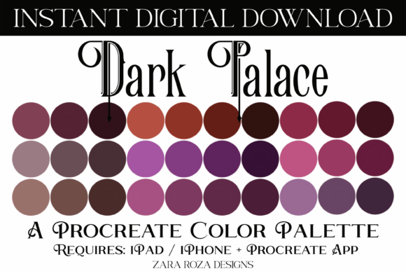 Dark Palace Procreate Color Palette: Rich Tones for Digital Art