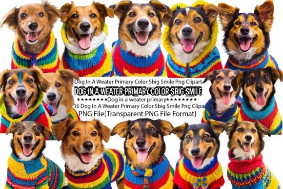 Dog in a Weater Primary Color Sbig Smile: A Bundle of Joyful Design Assets