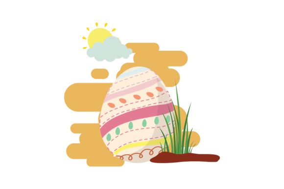 Easter Egg Color Full Cloud Icon: A Vibrant Design Asset