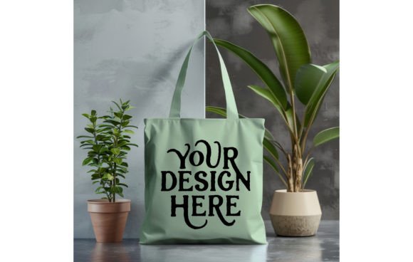 Elevate Your Designs with Tote Bag, Light Green Color Mockup 3