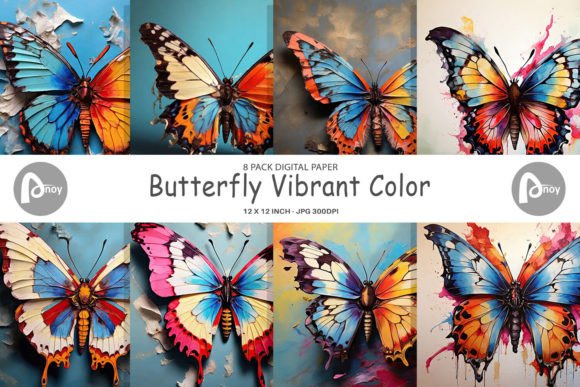Elevate Your Projects with Digital Paper Butterfly Vibrant Color