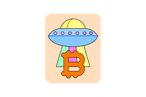 Exploring the Bit Coin Space Ufo Color Outline Aesthetic