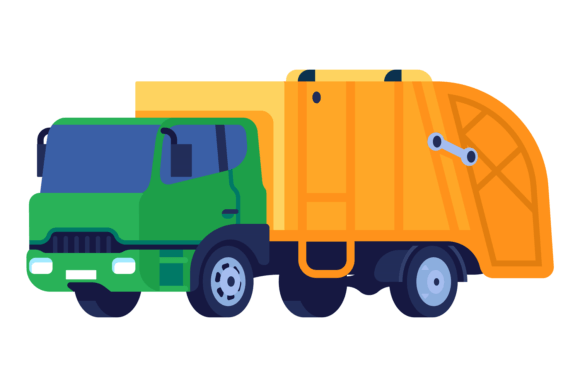 Garbage Truck Icon: Color Junk Disposal for Bold Design