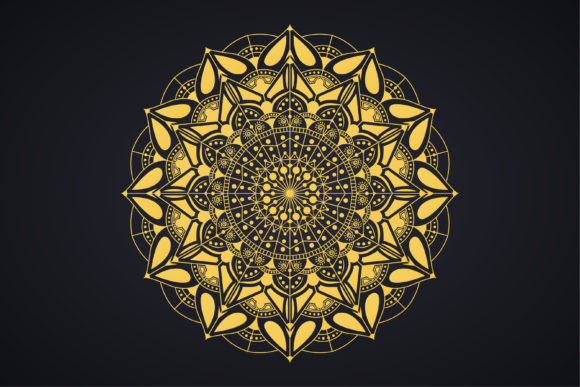 Golden Elegance: The Mandala Design Gold Color Vector
