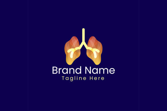 Gradient Color Human Lungs Logo Template: Modern Brand Identity