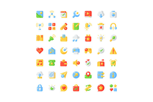 Interface Vector Flat Color Icon Set: Your Complete Design Toolkit