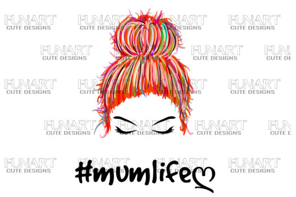 Messy Bun Hair Mumlife Color Clipart PNG for Busy Creators