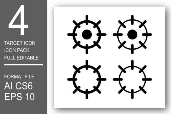 Target Icon Set in Black Color: Essential Vectors for Sharp Design