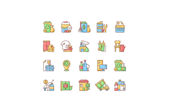 Waste Management RGB Color Icons Set: A Visual Toolkit for Modern Projects