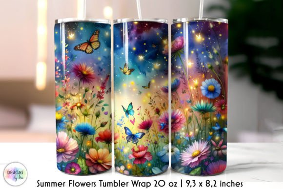 Watercolour Summer Flowers Tumbler Wrap: Fresh, Floral Designs